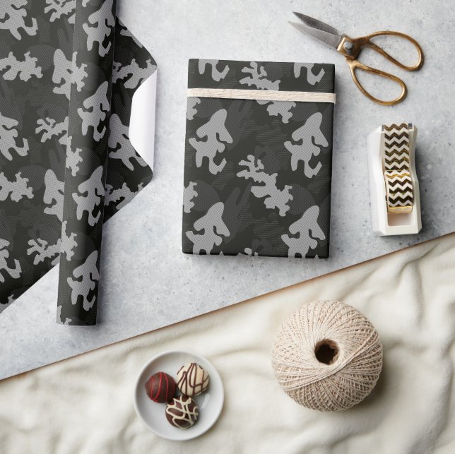 Black Camouflage Mönster Presentpapper (Hantverk)