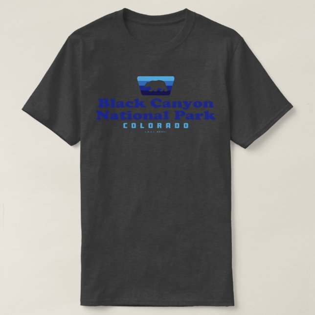 Black Canyon National Park Retro Badge Bear Blue T Shirt (Design framsida)