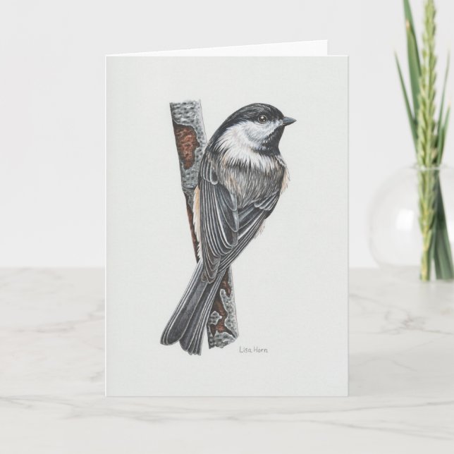 Black-capped Chickadee Art Card Tack Kort (Framsida)