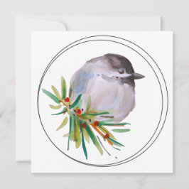Black Capped Chickadee Watercolour Kort