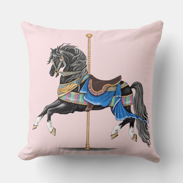 Black Carousel Horse Kudde (Framsida)
