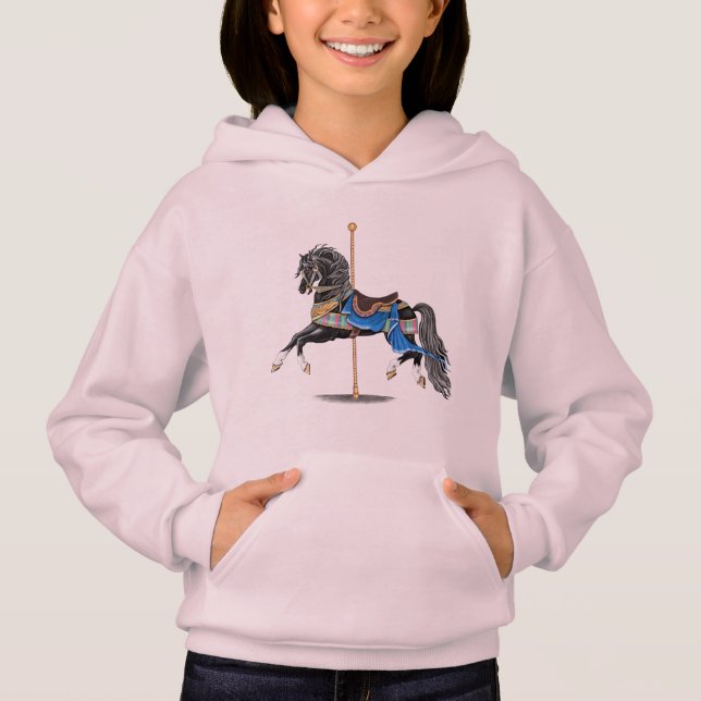 Black Carousel Horse Tee Shirt (Framsida)