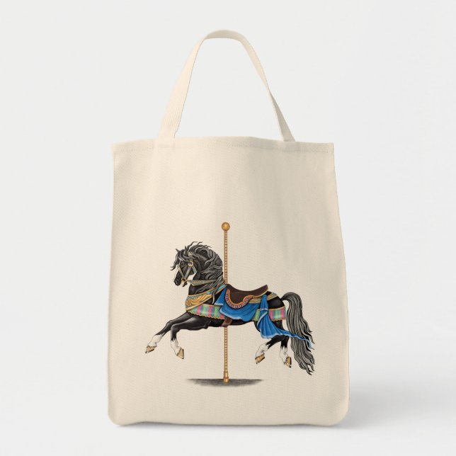 Black Carousel Horse Tygkasse (Framsidan)