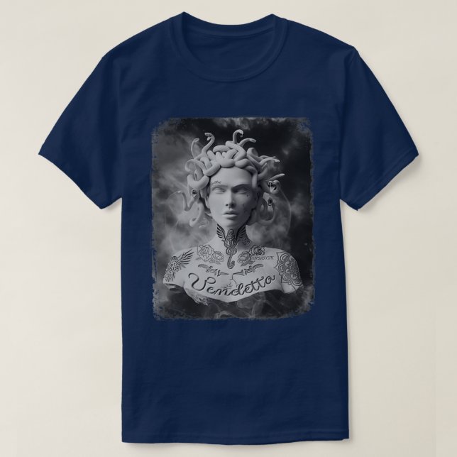 Bläck Carved Medusa T Shirt (Design framsida)