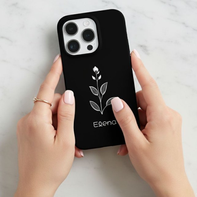 Black Case with White Flower - Elegant and Custom  (Skapare uppladdad)
