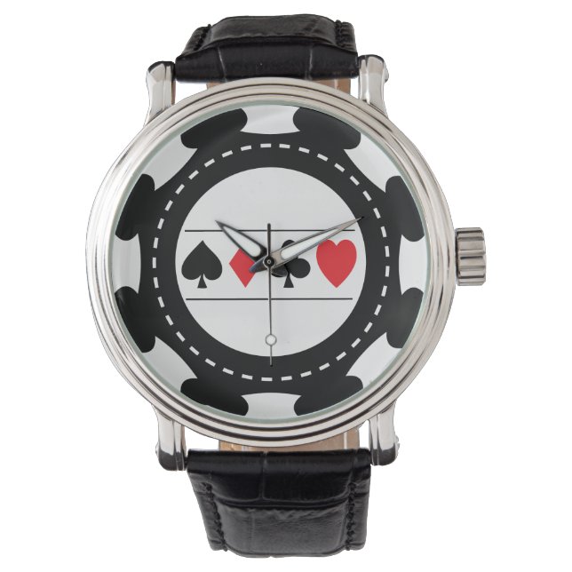 Black Casino Chip Watch Armbandsur (Framsida)
