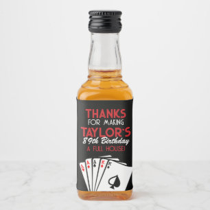 Black Casino Poker Birthday Favor Spritflaskor Etikett
