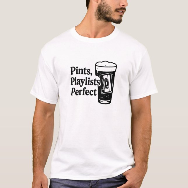 Black Cassette Pint Music Quote Design T Shirt (Framsida)