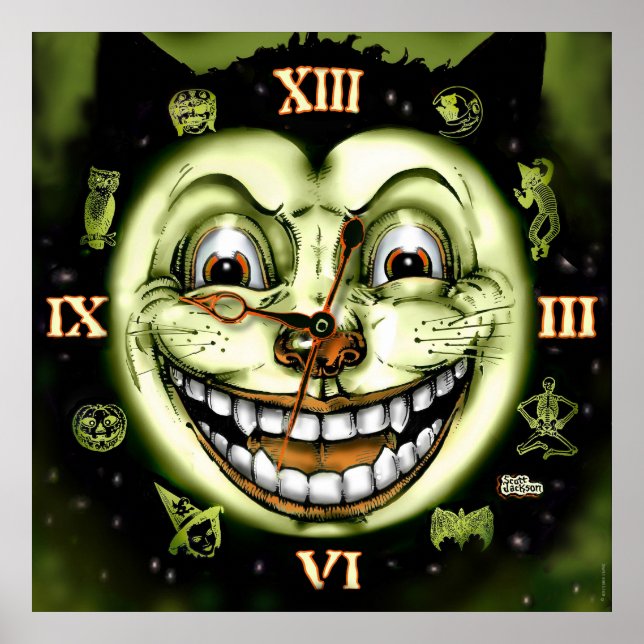 Black Cat 13 Clock Halloween Poster (Framsidan)