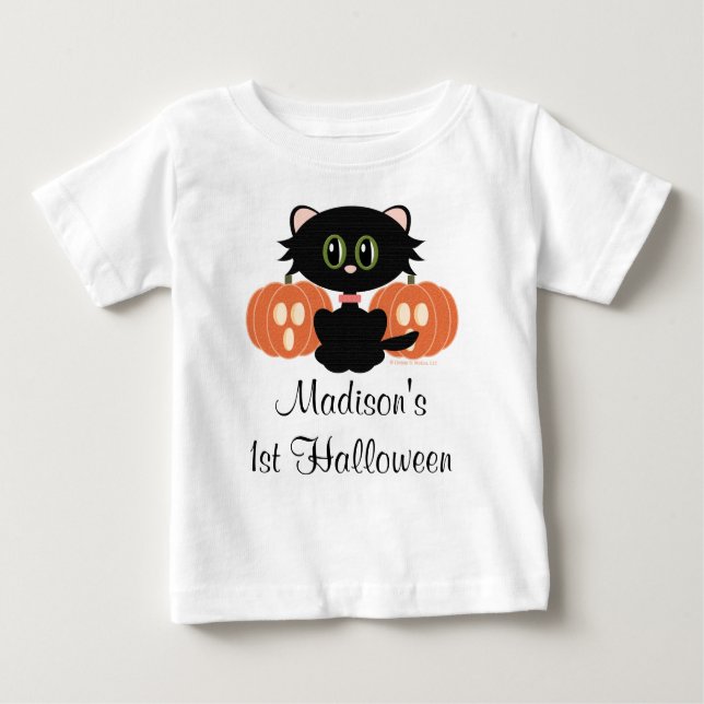 Black Cat 1:a Halloween T-Shirt (Framsida)