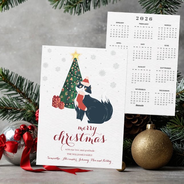Black Cat 2026 Calendar God jul Calendar Julkort (Cute Black Cat 2026 Calendar Merry Christmas New Year Keepsake Calendar Holiday Card)