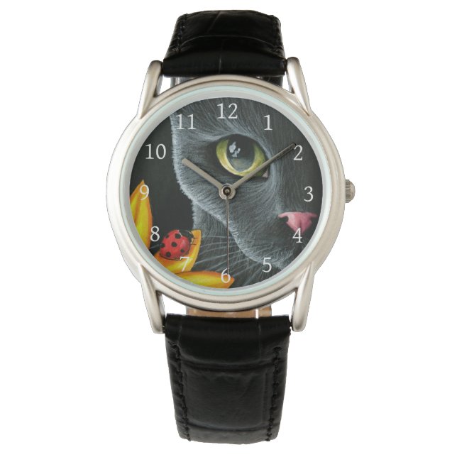 Black Cat 510 ladybug-Gult blomma Armbandsur (Framsida)