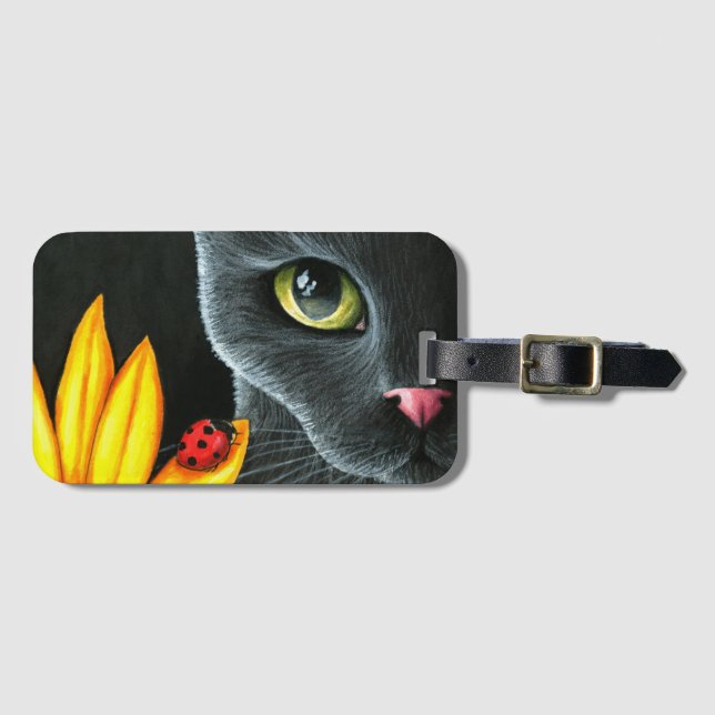 Black Cat 510 ladybug-gult blomma Bagagebricka (Framsida horisontal)