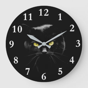 Black Cat Acrylic Wall Clock Stor Klocka