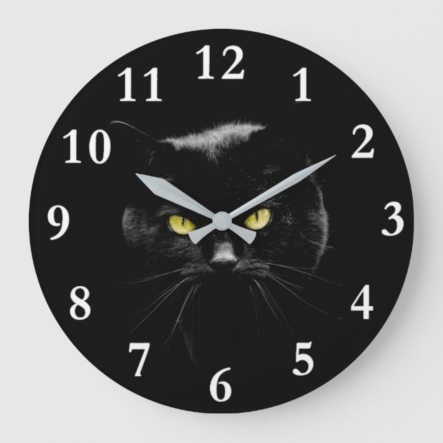 Black Cat Acrylic Wall Clock Stor Klocka (Framsida)