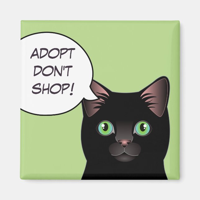 Black Cat Adopt Shop Shop Shelter Magnet (Framsidan)