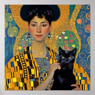 Black Cat and Benice Woman Poster