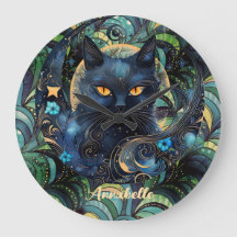 Black Cat and Celestial Måne Wall Clock