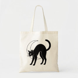 Black Cat and Crescent Moon Line Art Tygkasse