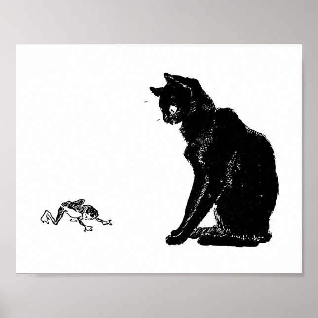 Black Cat and Frog, Alexandre Steinlen Poster (Framsidan)