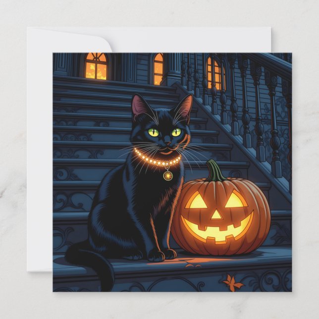 Black Cat and Glowing Pumpkin Halloween (Framsida)