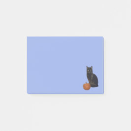Black Cat and Orange Pumpkin Photos Light Blue Post-it Block