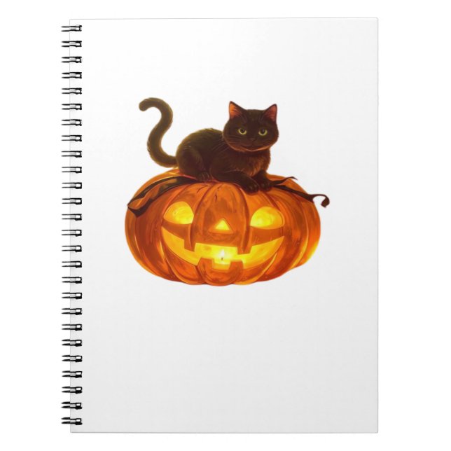 Black Cat and Pumpkin - Spooky Halloween Magic Cla Anteckningsbok (Framsidan)