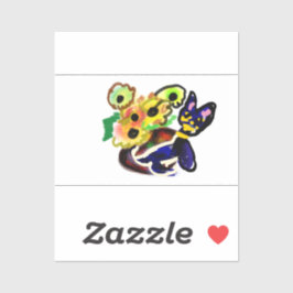 Black Cat and Sunflowers  Klistermärken