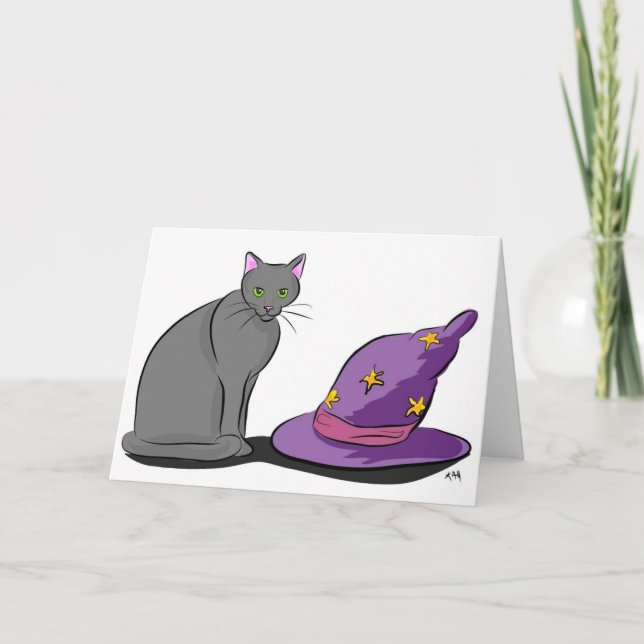 Black Cat and Witch Hat Kort (Framsida)