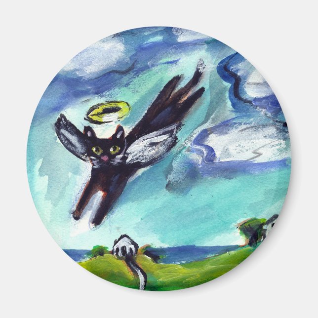 Black cat Angel Magnet (Framsidan)