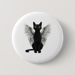 Black Cat Angel Vingar Knapp