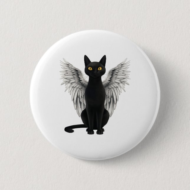 Black Cat Angel Vingar Knapp (Framsida)