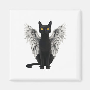 Black Cat Angel Vingar Magnet