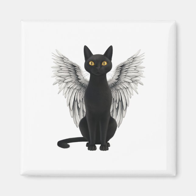 Black Cat Angel Vingar Magnet (Framsidan)
