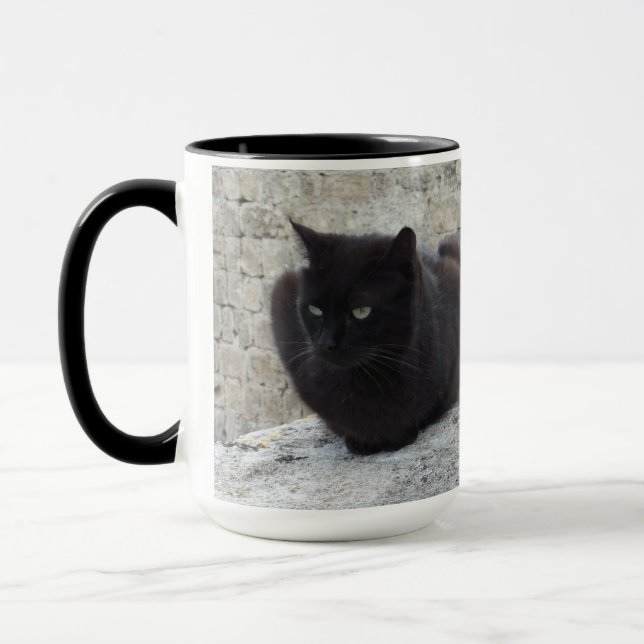 Black Cat anpassningsbar mugg - välj stil & färg (Vänster)
