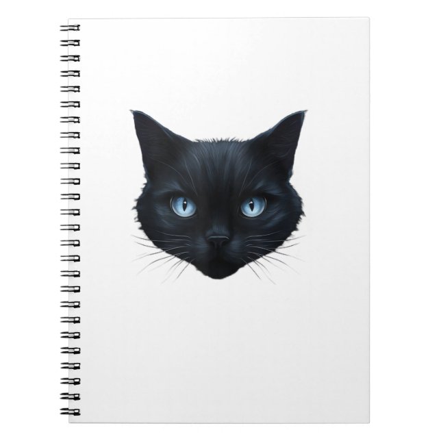 Black Cat Ansikte Blue Ögon Graphic Tee Manar Wome Anteckningsbok (Framsidan)