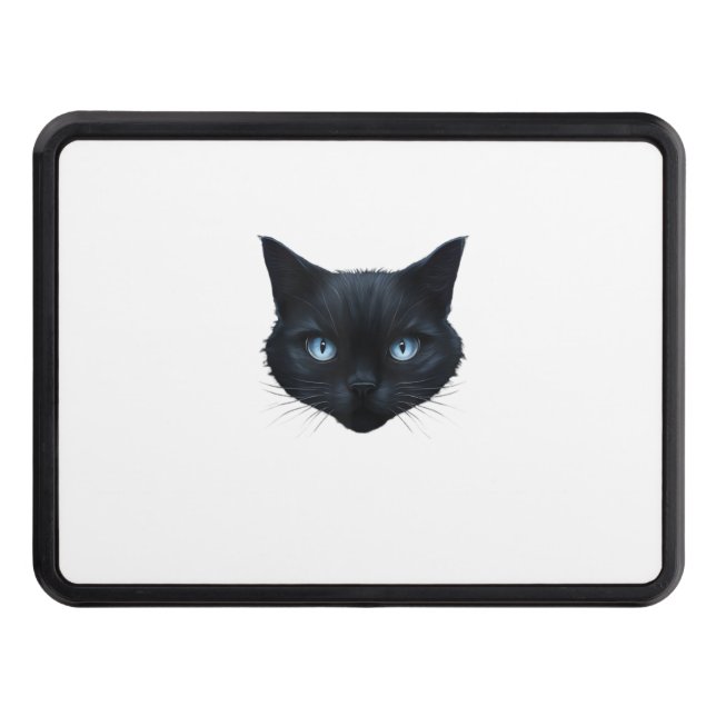 Black Cat Ansikte Blue Ögon Graphic Tee Manar Wome Dragkroksskydd (Framsidan)