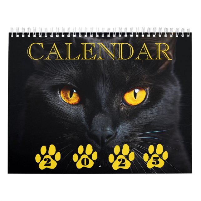 Black Cat Ansikte Calendar med Notes Kalender (Omslag)