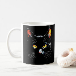 Black cat Ansikte Kaffemugg