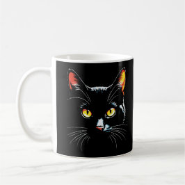 Black cat Ansikte Kaffemugg