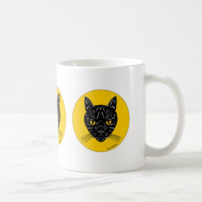 Black Cat Ansikte Kaffemugg (Höger)
