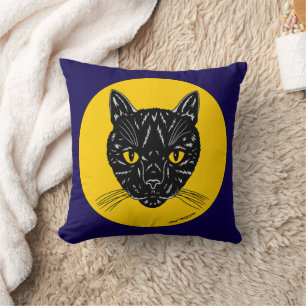 Black Cat Ansikte Kudde