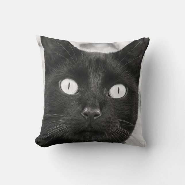 Black Cat Ansikte Kudde (Framsida)