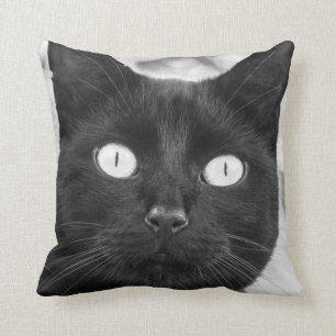 Black Cat Ansikte Kudde