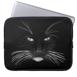 Black Cat Ansikte Laptop Fodral
