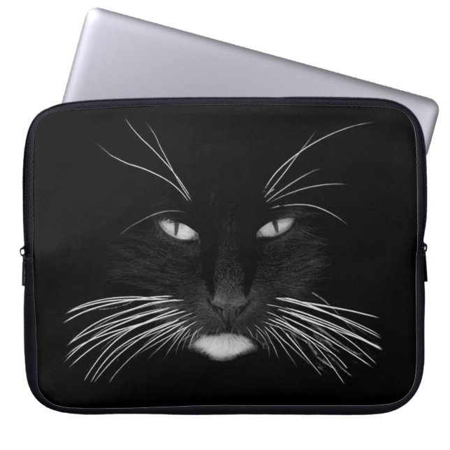 Black Cat Ansikte Laptop Fodral (Framsidan)
