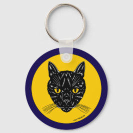 Black Cat Ansikte Nyckelring