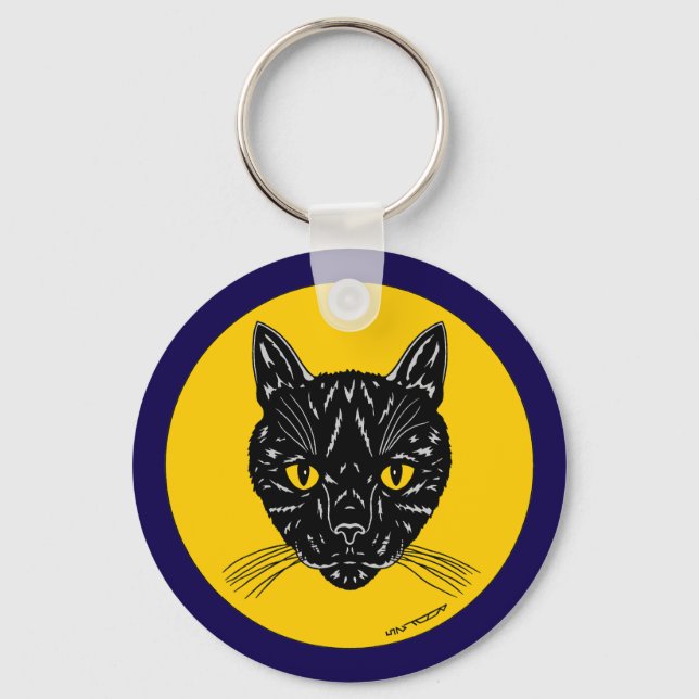 Black Cat Ansikte Nyckelring (Framsida)