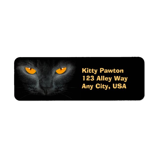 Black Cat Ansikte Orange Ögon Adressetiketter Returadress Etikett (Framsidan)