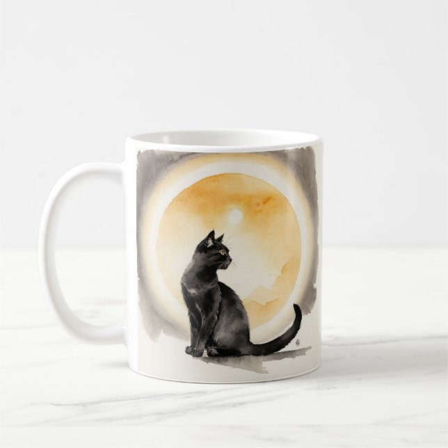 Black Cat Aquarell Kaffemugg (Vänster)